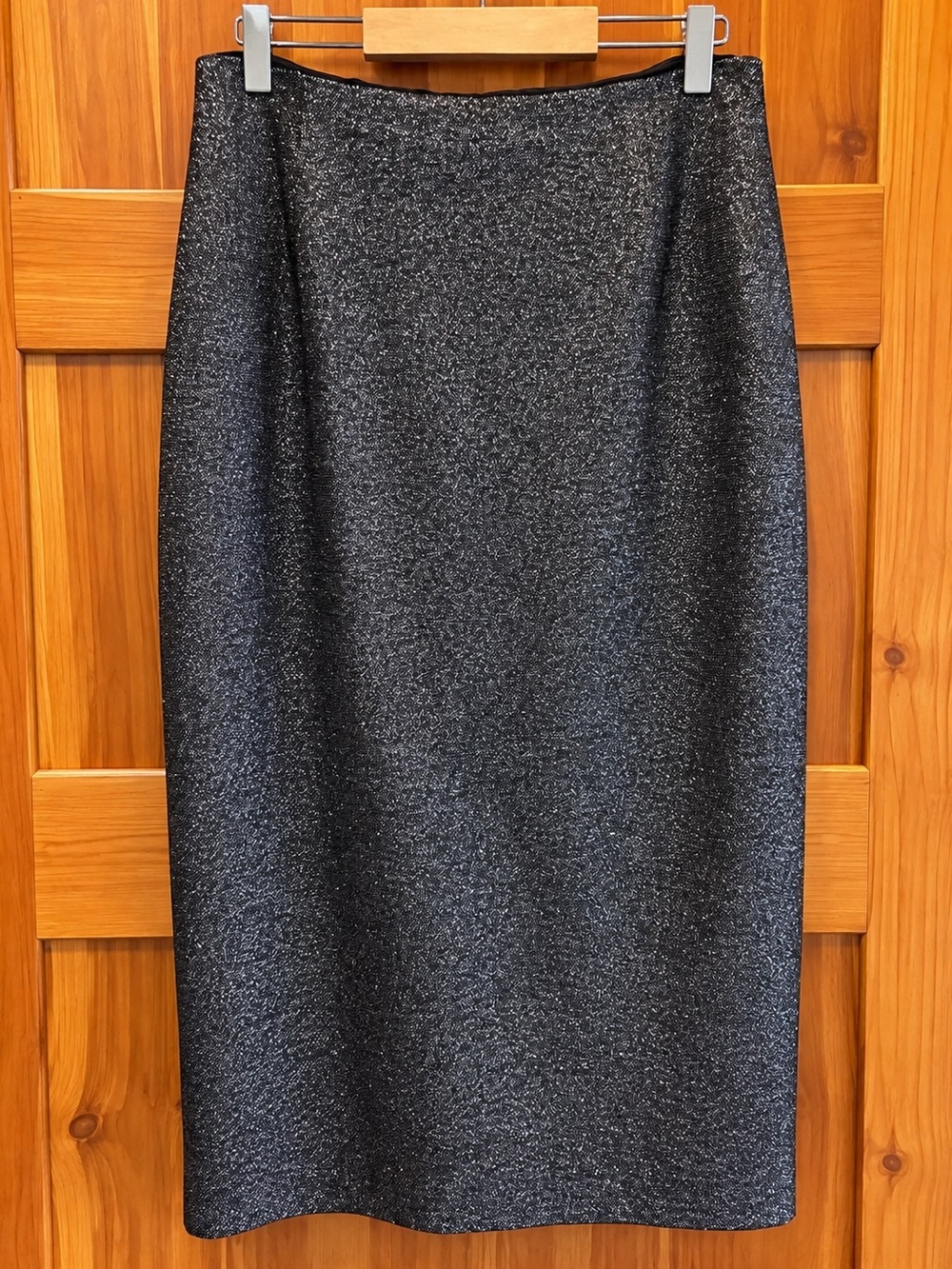 Anne Klein Sport Vintage Sparkle Pencil Skirt Charcoal Grey Black Metallic Sz 8